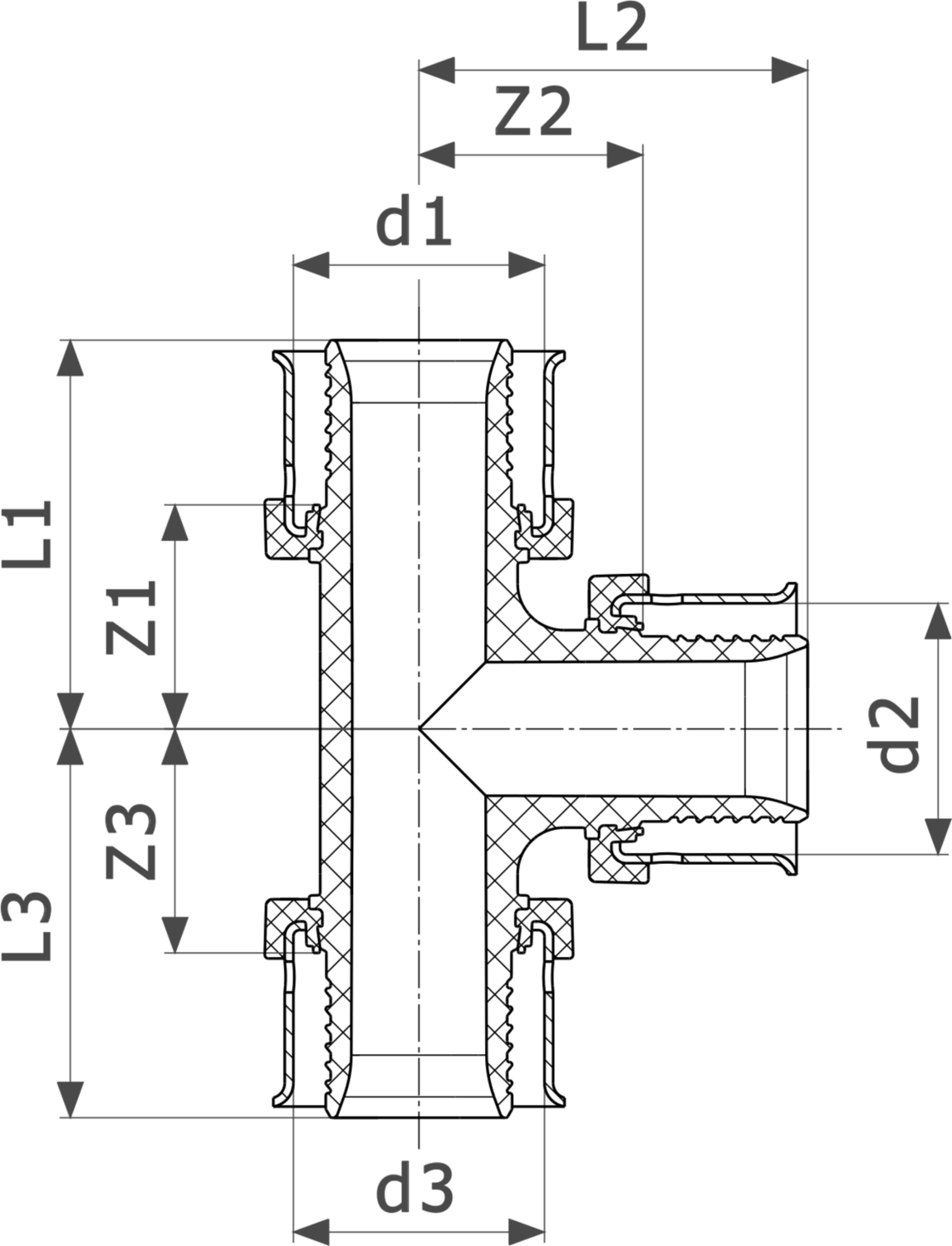 608 910 Модель 4718 Трубопроводные системы  Pexfit Pro  Тройники Santreyd  - Вид №3
