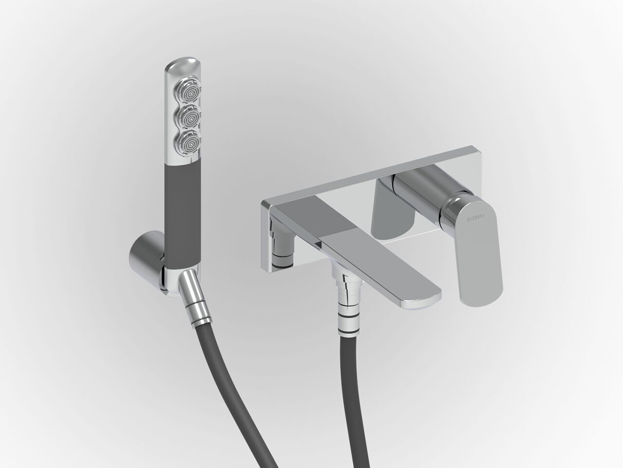 Настенный смеситель для ванны с 3 отверстиями и ручным душем Zazzeri Surf ARCH-00151706 - Вид №1