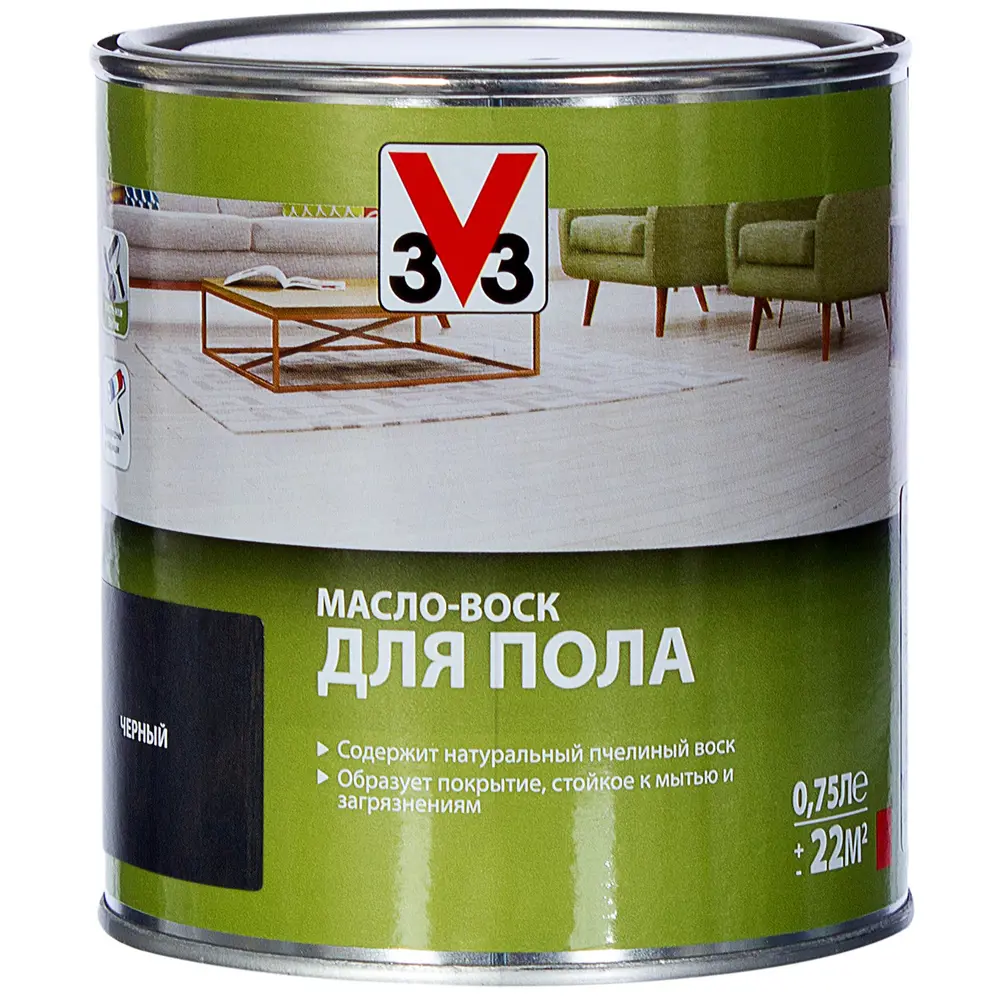 Масло-воск для пола V33 цвет чёрный 0.75 л STLM-2128652 - Вид №2