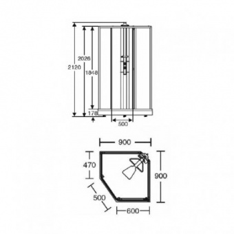 Передняя стенка душевой кабины 90x90 Ido Showerama 8-5 4985023995 белый профиль+ тонированное стекло Santreyd  - Вид №3
