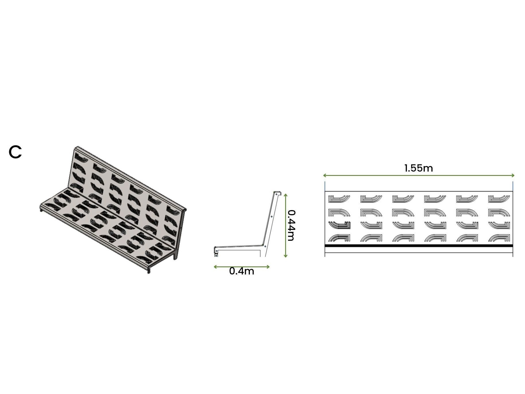 Модульная стальная скамья с порошковым покрытием со спинкой Urbencéa SEDI ARCH-00141344 - Вид №8