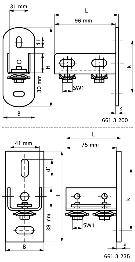 6613200 Монтажные профиля BIS RapidRail® Стеновой держатель монтаж к стене и полу WALRAVEN  - Вид №1