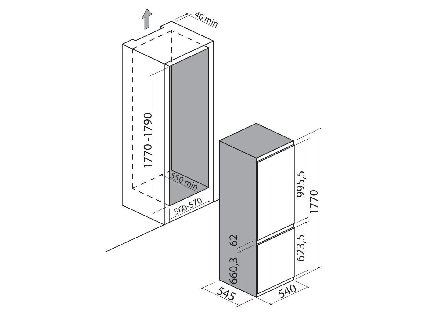 Встроенный комбинированный холодильник no frost Barazza Aura ARCH-00131564 - Вид №9