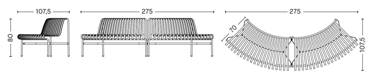 Стальная садовая скамейка с порошковым покрытием со спинкой Hay Палисад ARCH-00074175 - Вид №72