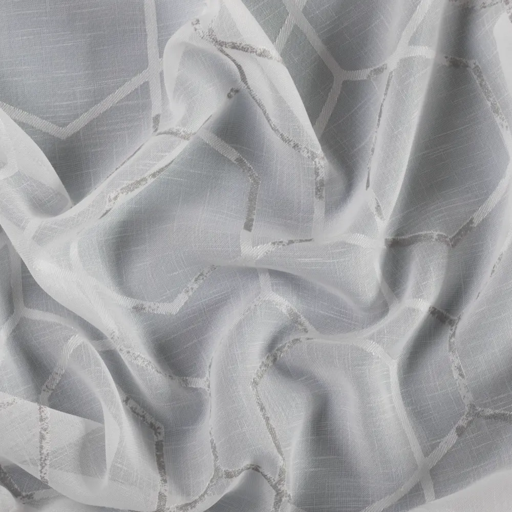 Тюль 1 м/п Геометрия батист 300 см цвет серебряный GARDEN STLM-2125857 - Вид №1