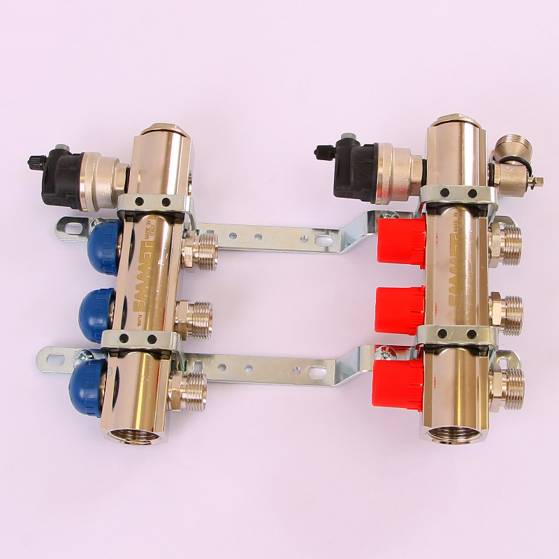 Коллекторная группа TOPWAY с регулировочными и термостатическими вентилями с резьбой под евроконус EMMETI 1"x3/4"ЕК 3 выхода 01298712 - Вид №1