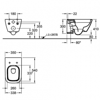 205570000 Подвесной унитаз настенный Белый Keramag  Германия  - Вид №1