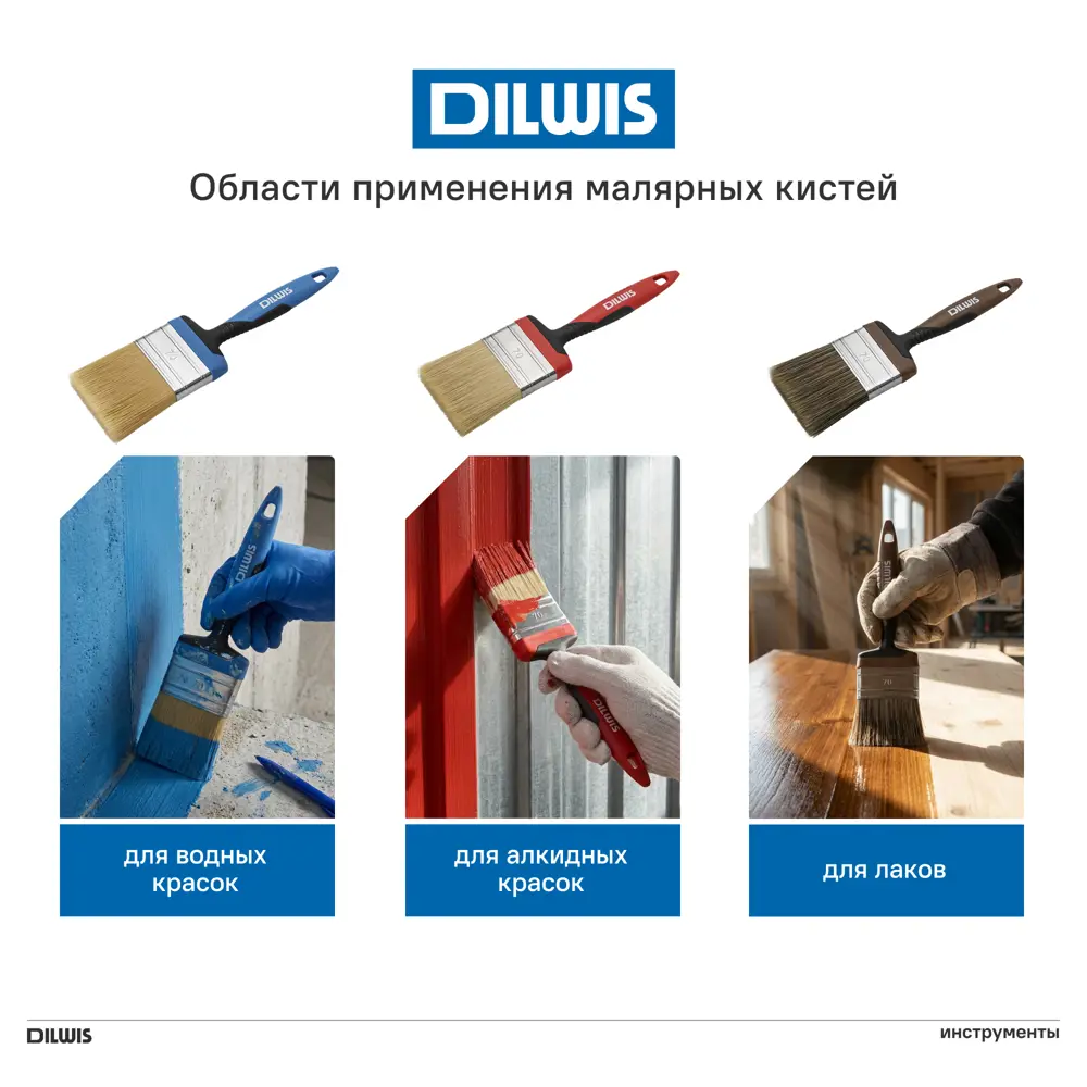 Кисть плоская для водных красок 100 мм DILWIS синтетическая щетина 89443093 STLM-2047467  - Вид №3