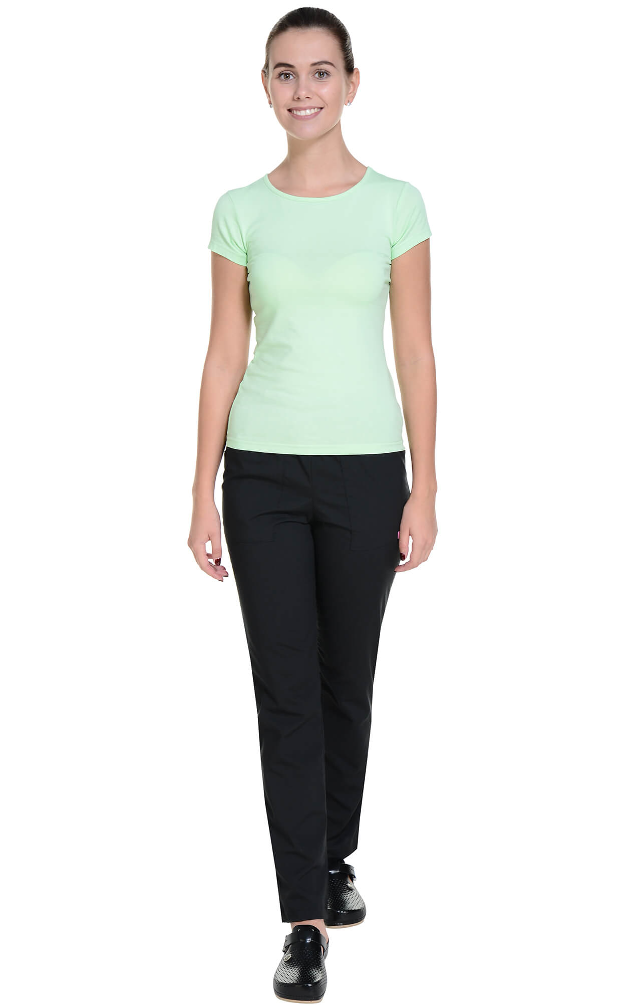 62133 Футболка женская фисташковая LUXE  Одежда для официантов  размер XS  - Вид №4