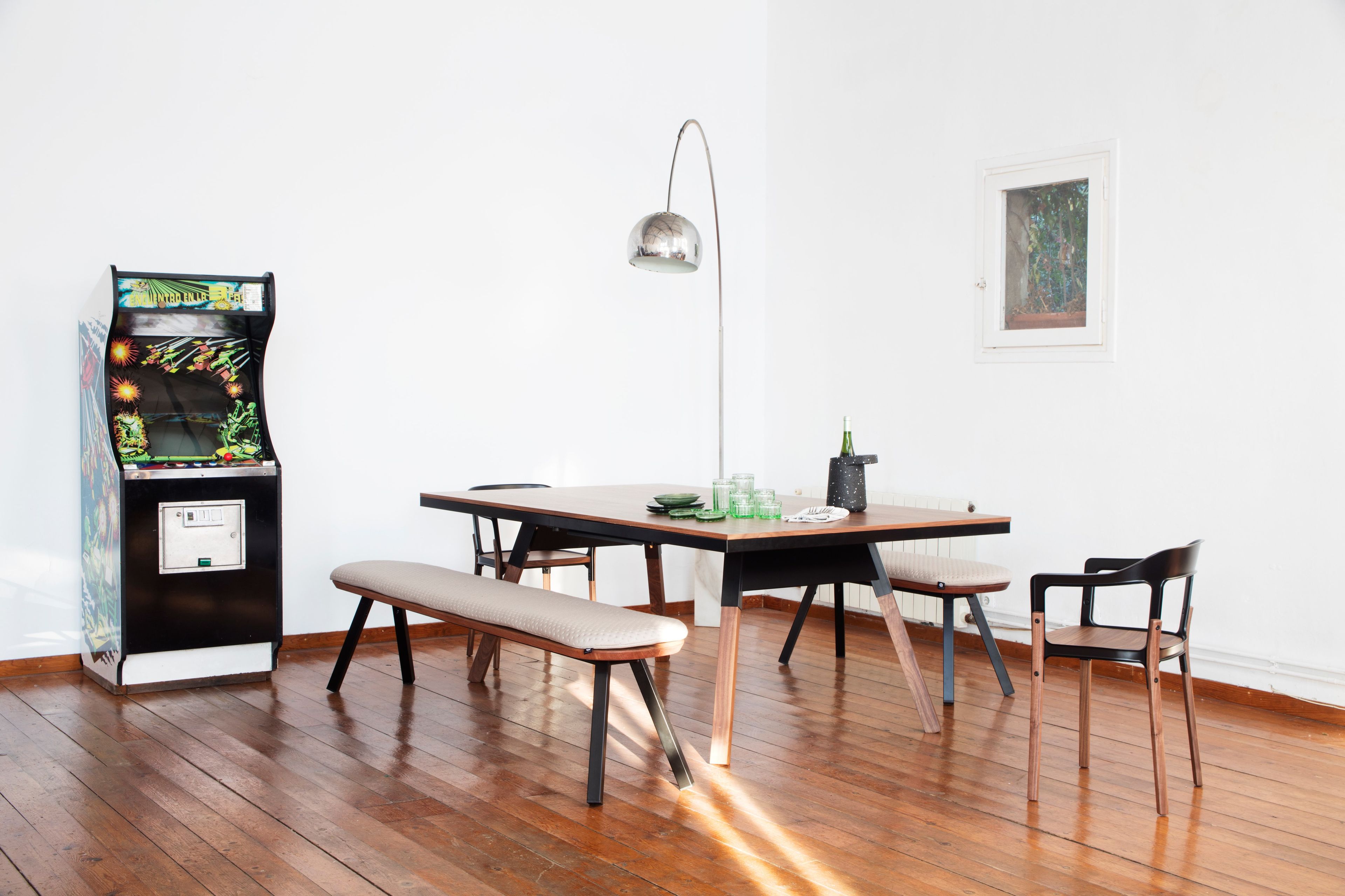 Дубовая скамья с окрашенной стальной основой RS Barcelona YOU AND ME ARCH-00051992 - Вид №9