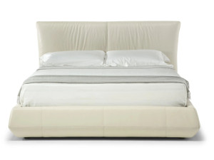 Кожаная двуспальная мягкая кровать для хранения