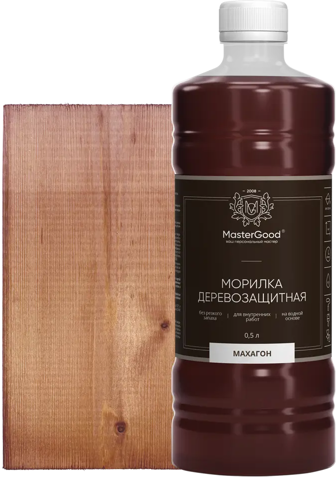 88038576 Морилка для дерева на водной основе Good Master 0.5 л цвет махагон STLM-0076610