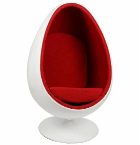 Кресло яйцо белое с красным Ovalia Egg Style Chair SOHO DESIGN ДИЗАЙНЕРСКИЕ, EGG OVALIA 131534 Красный