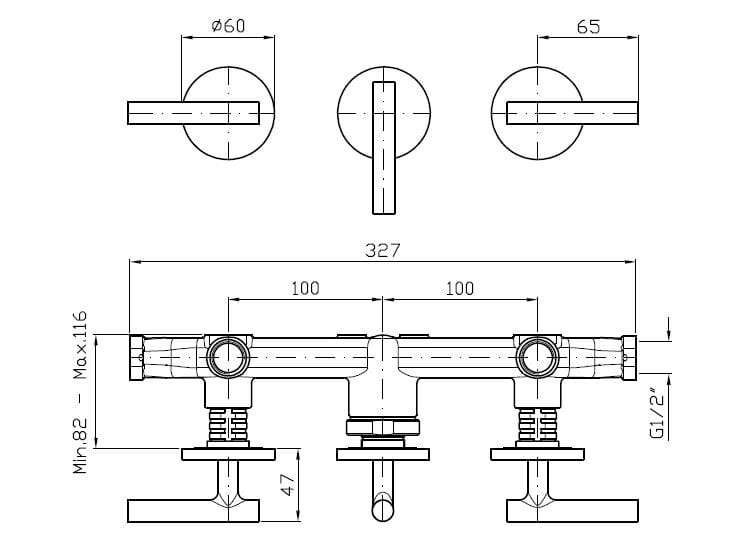 Встраиваемый настенный смеситель для ванны / душа с переключателем Zucchetti Pan S ARCH-00119314 - Вид №12
