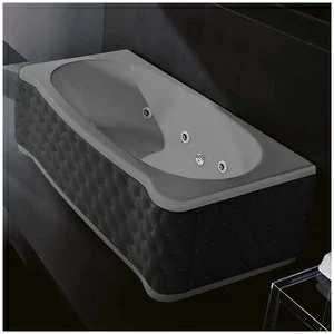 Ванна Gruppo treesse New Classic Young STD-V6747-SX-KC-SE серая с гидромассажем прямоугольная левая чёрная кожа