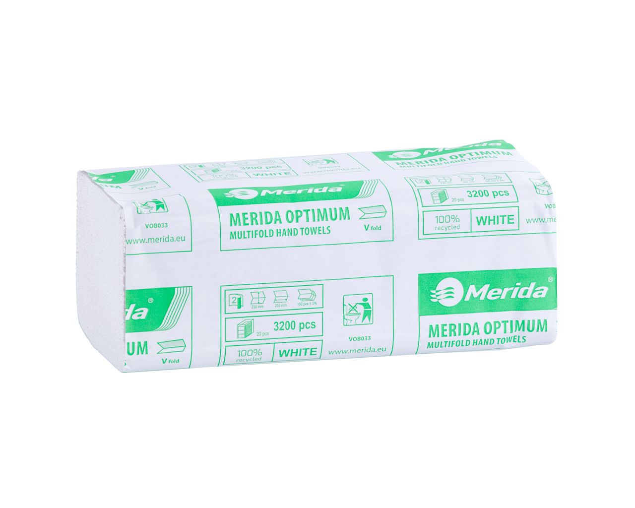 VOB033 Бумажные полотенца ОПТИМУМ, белые, двухслойные, 3200 шт. Merida  - Вид №1