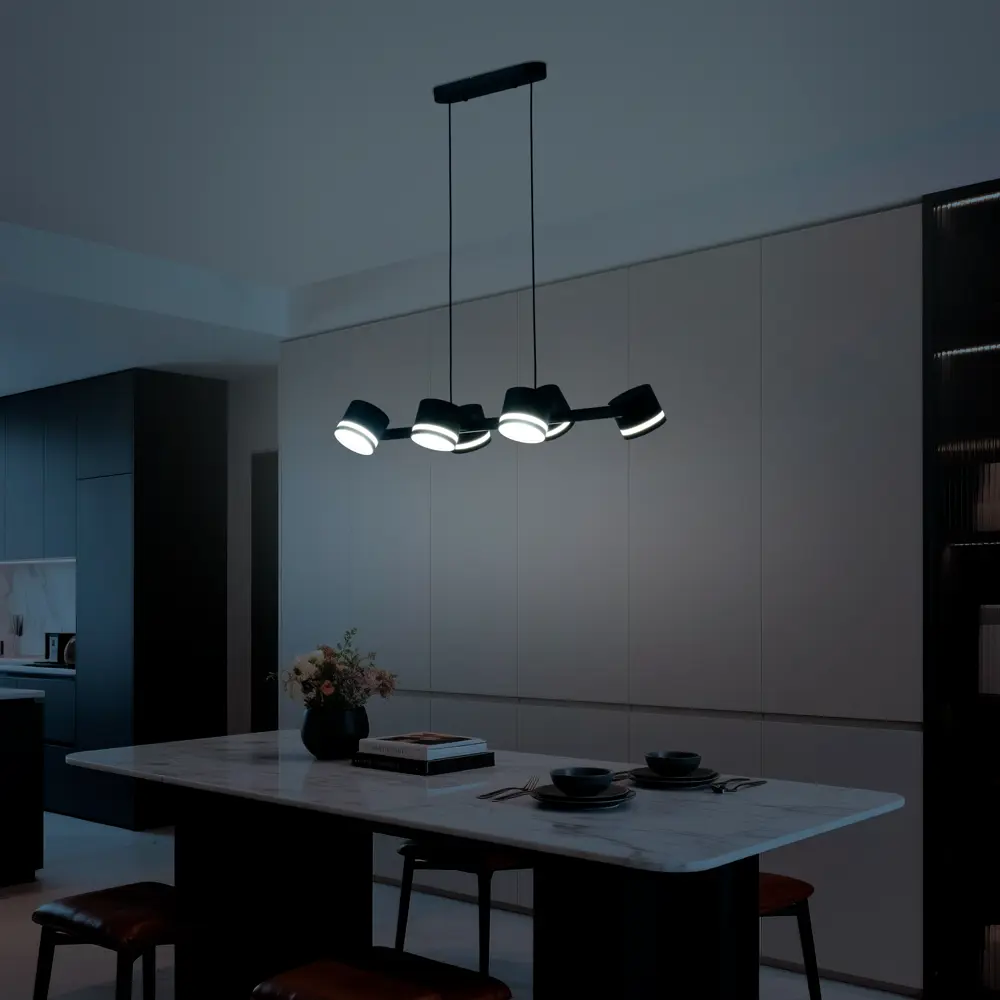 Люстра подвесная Talco 6 ламп 15 м² цвет черный SCHAFFNER STLM-2147297 - Вид №10