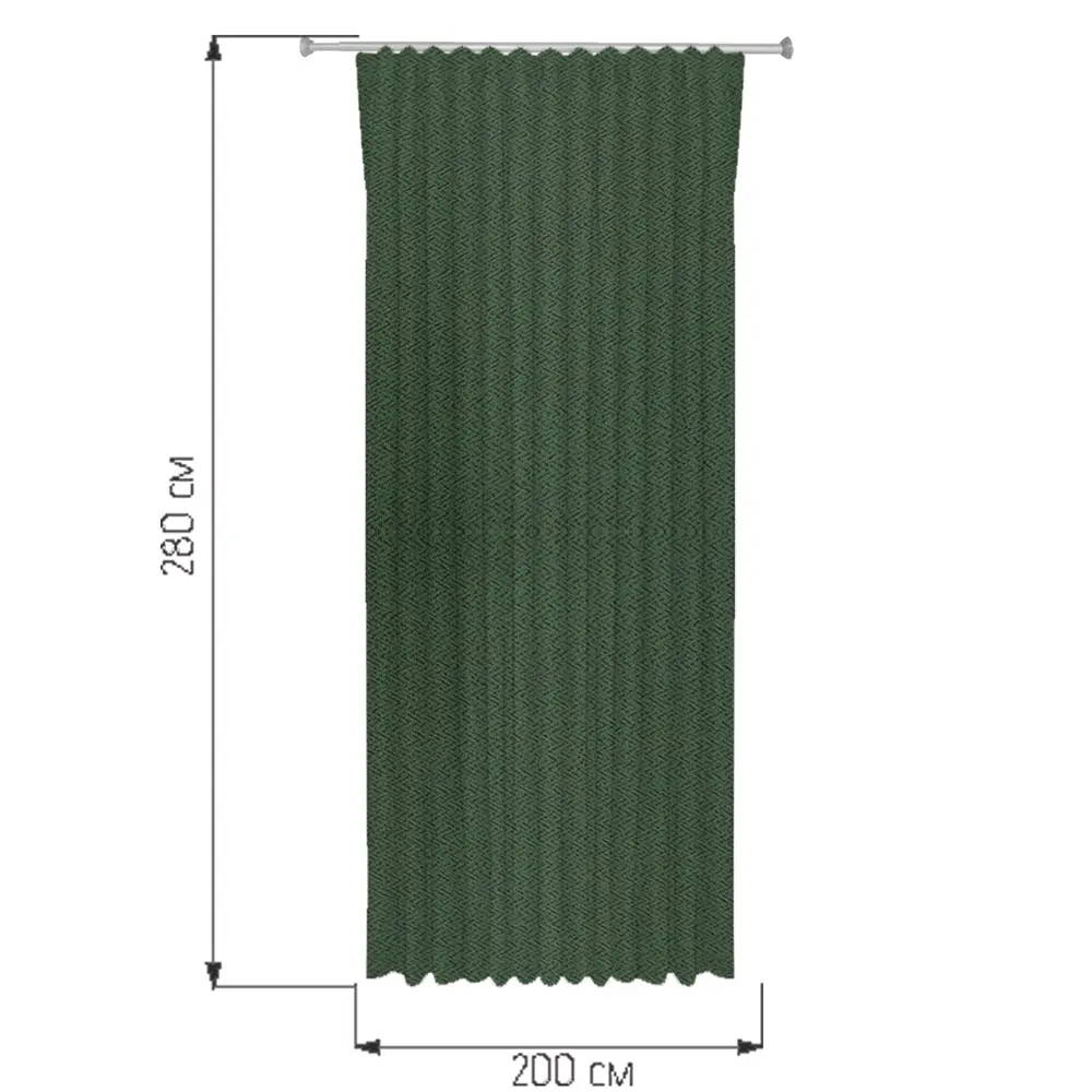 Штора на ленте со скрытыми петлями 200x280 см цвет зеленый WITERRA STLM-2152679 - Вид №2