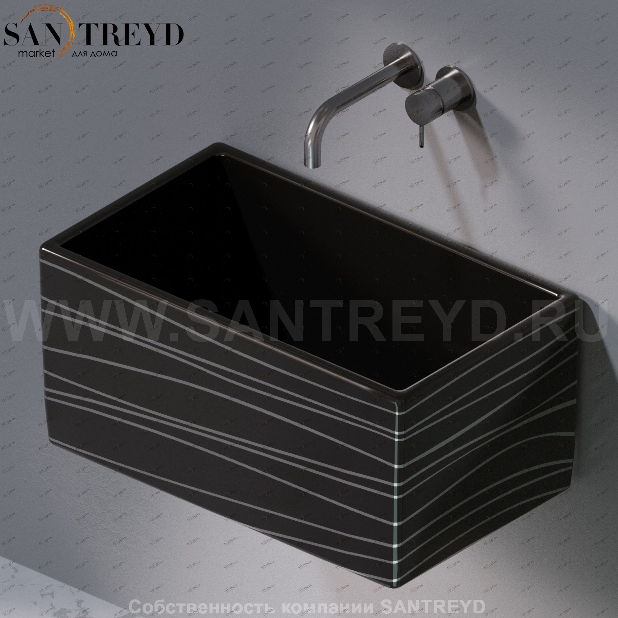 L112411P Подвесная раковина настенная прямоугольная A. e T. Italia Tower черная AeT ITALIA