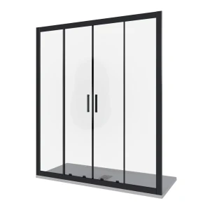 Душевая дверь Makiato 150x190см раздвижная профиль черный стекло прозрачное 5мм
