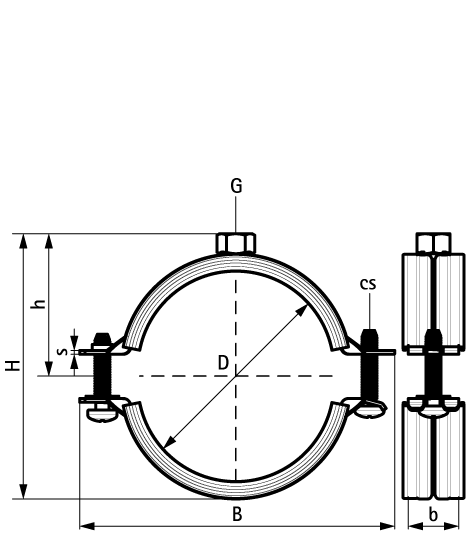 33335052 2S Хомуты с вкладышем epdm (M8) для стальных, медных, чугунных и пластиковых (многослойных) труб walraven  - Вид №1