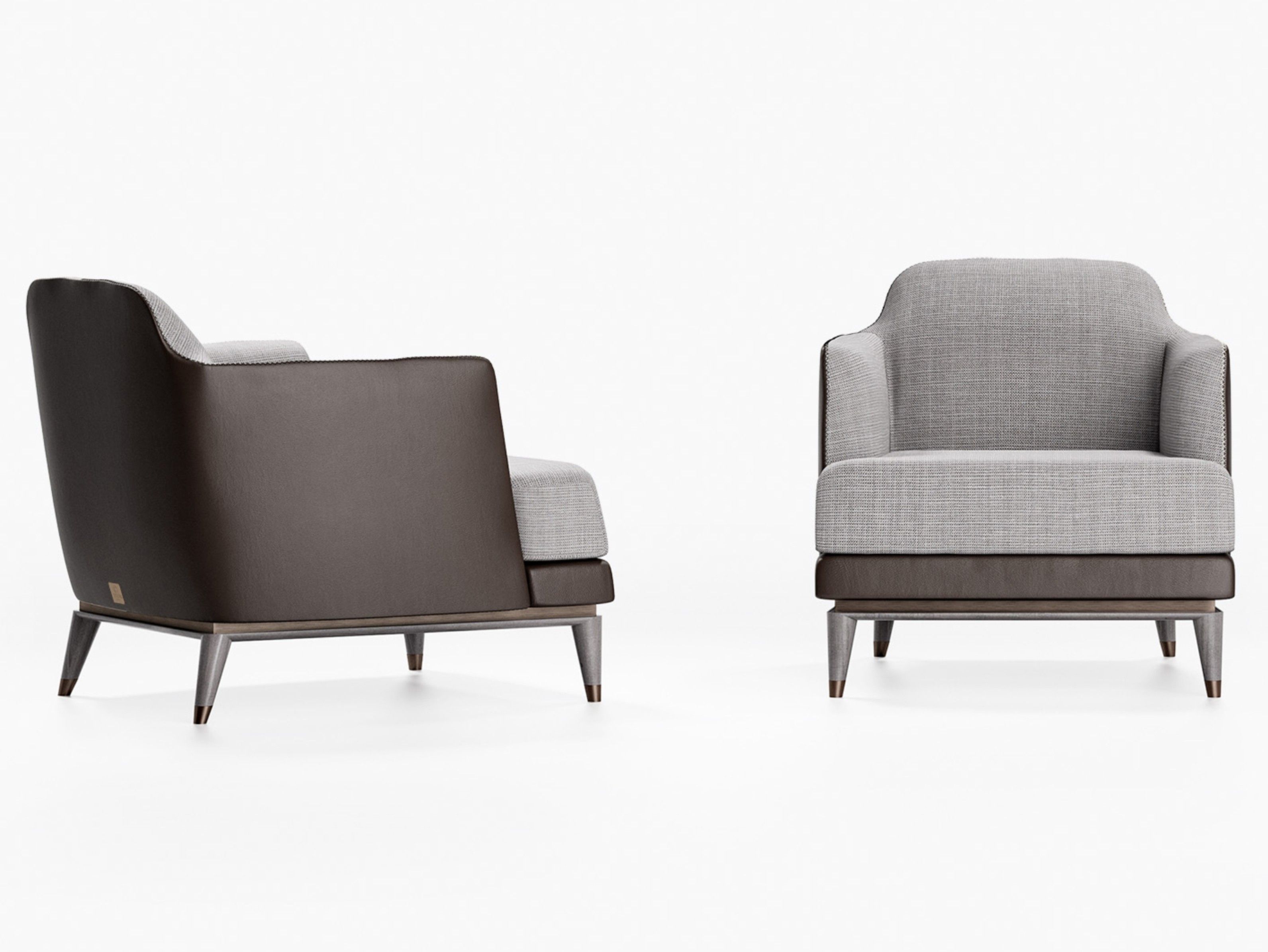 Кожаное и тканевое кресло с подлокотниками CPRN HOMOOD Blue Moon ARCH-00119201 - Вид №1