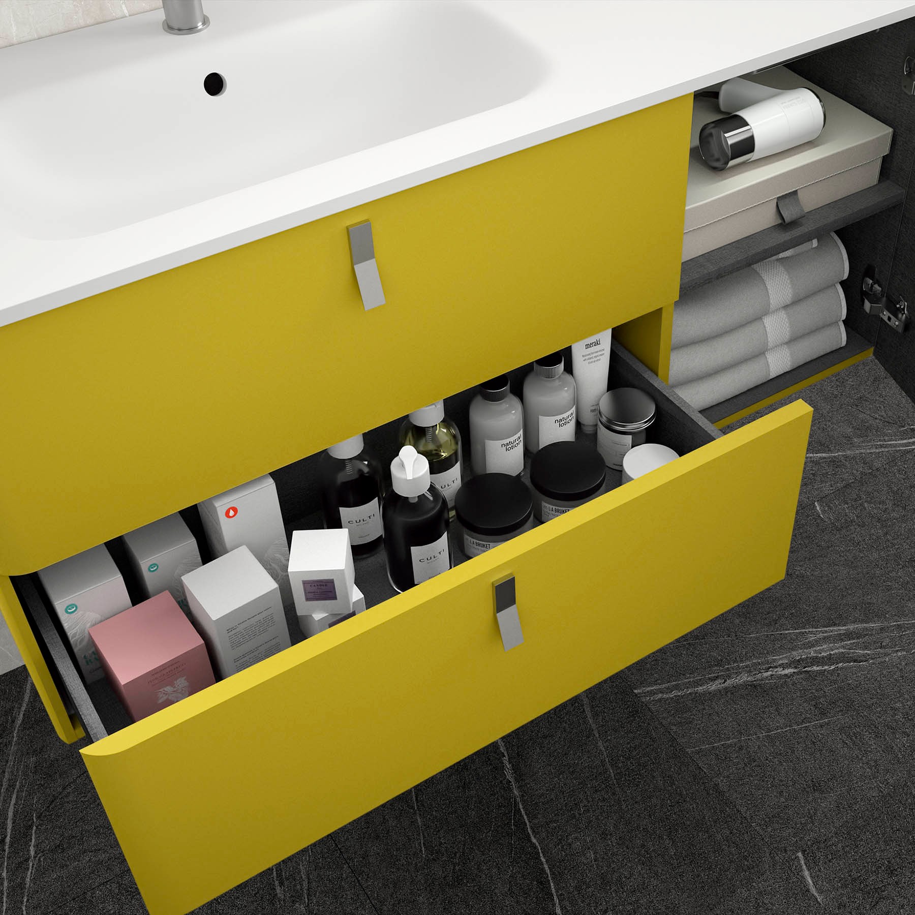 24645 SALGAR Мебель для умывальника UNIIQ 1200 правая VERDE ÁCIDO Verde ácido  - Вид №4