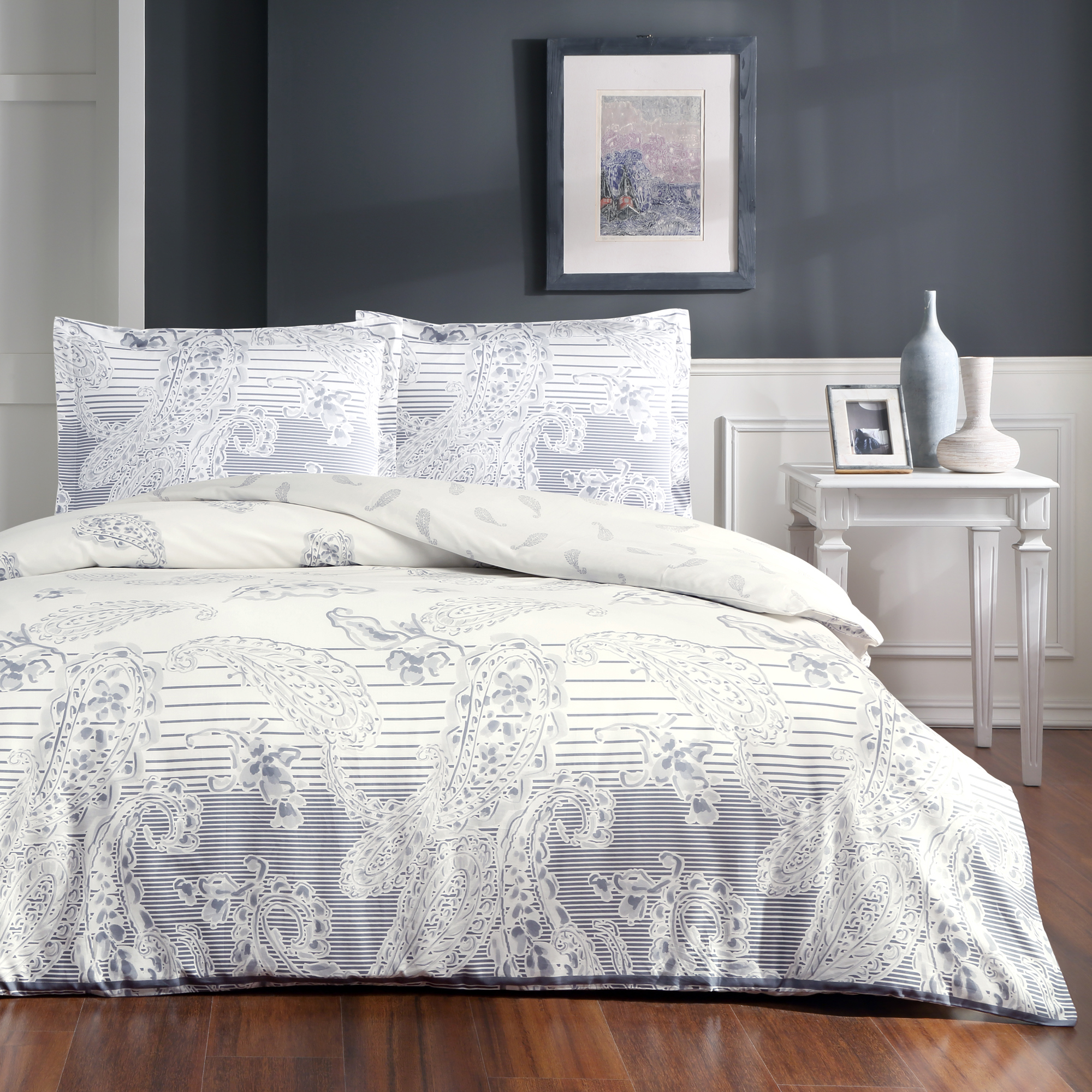 91093937 Комплект постельного белья Paisley евро сатин цвет синий STLM-0480775 TAC