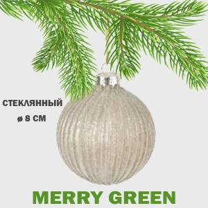 91422858 Елочный шар Merry green MG24055 Mg24055 8 см стекло серый/серебристый STLM-0949976