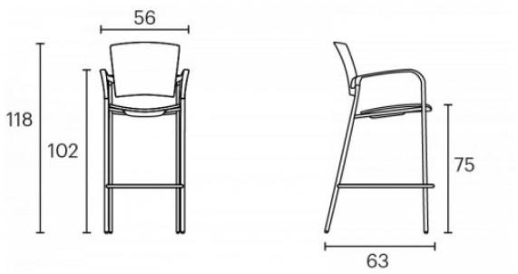 ENEA Табурет высокий полипропиленовый с подлокотниками Eina sun-id-1443771 - Вид №4