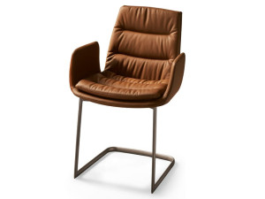 Кожаный консольный стул с подлокотниками