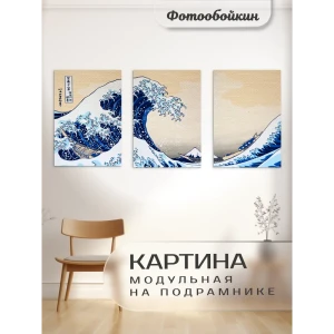 91382155 Модульная картина Фотообоикин "Волны" 40x60 см 3 шт STLM-0836771