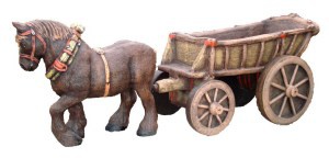 11057 ЛОШАДЬ с телегой, скульптура из бетона LAB.Space 