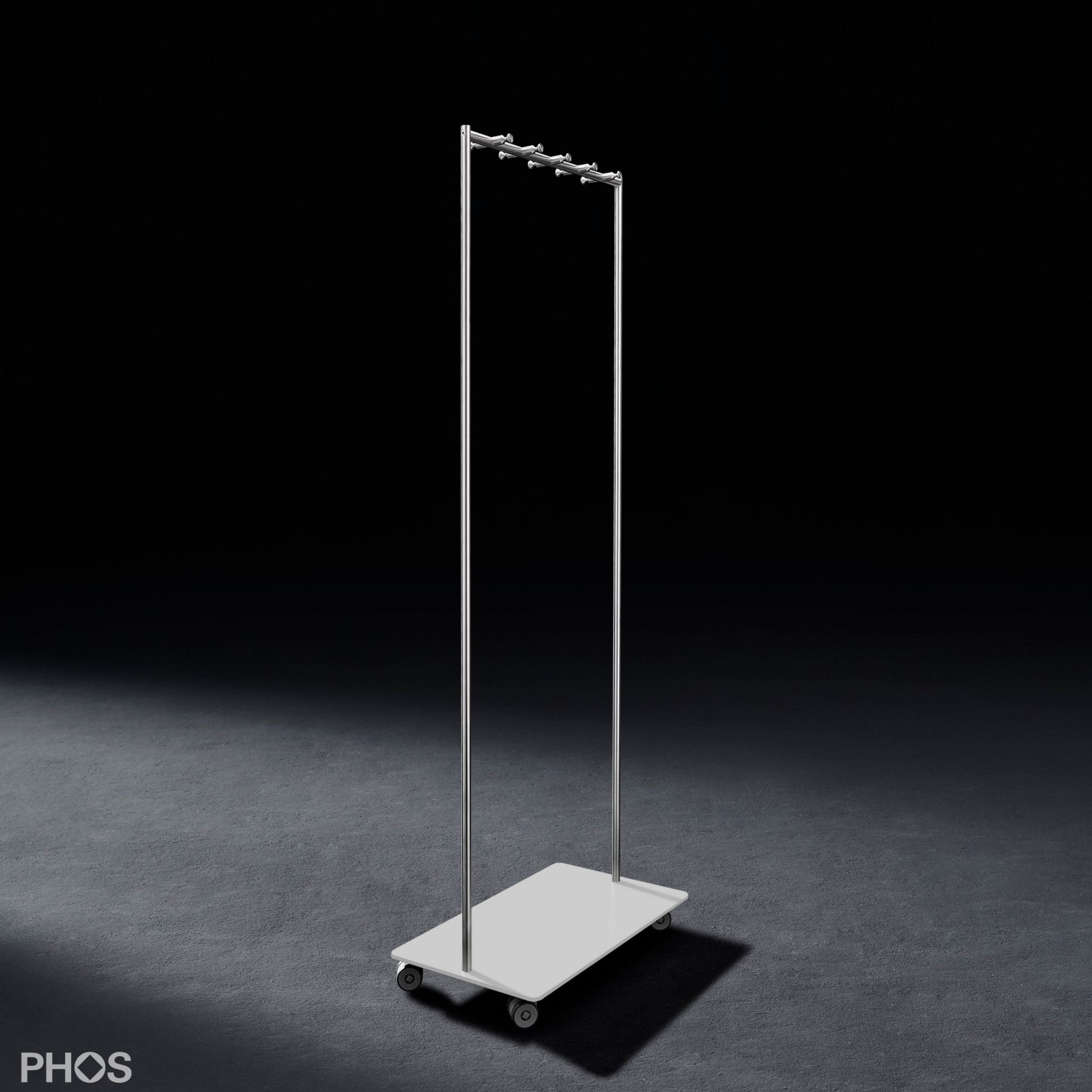 GW2K-BPW Тележка для одежды Twin Pur с 10 крючками для одежды, основание: белое. PHOS  - Вид №1