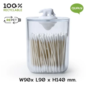 90535075 Контейнер для ватных палочек Polar bear ocean QL10330-CL-WH 9x9x13.5 см STLM-1357537