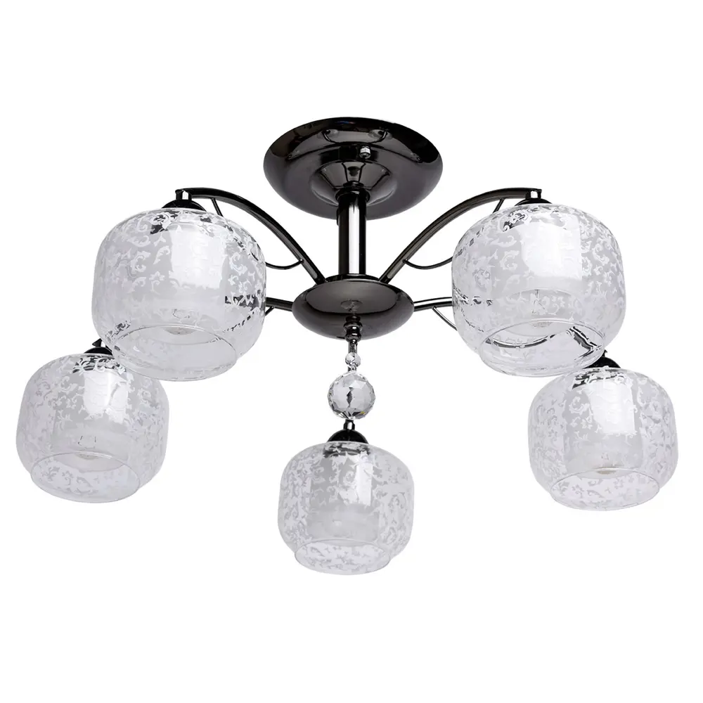 Люстра Грация 5xE14x60 Вт, металл/стекло, цвет чёрный/белый MW-Light STLM-2182934