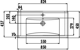 SU085-00CB00E-0000 Раковина SU085 мебельная (45*85см) Creavit  - Вид №1