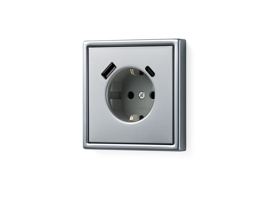 Алюминиевая электрическая розетка schuko с USB JUNG LS 990 ARCH-00033221