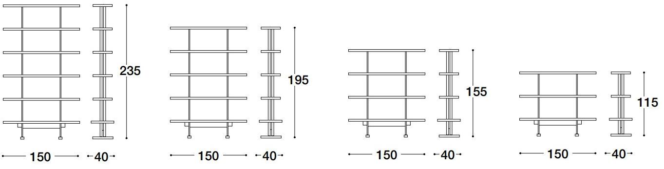 VOLPI Открытый лакированный книжный шкаф Luigi volpi Lv-26001 - Вид №3