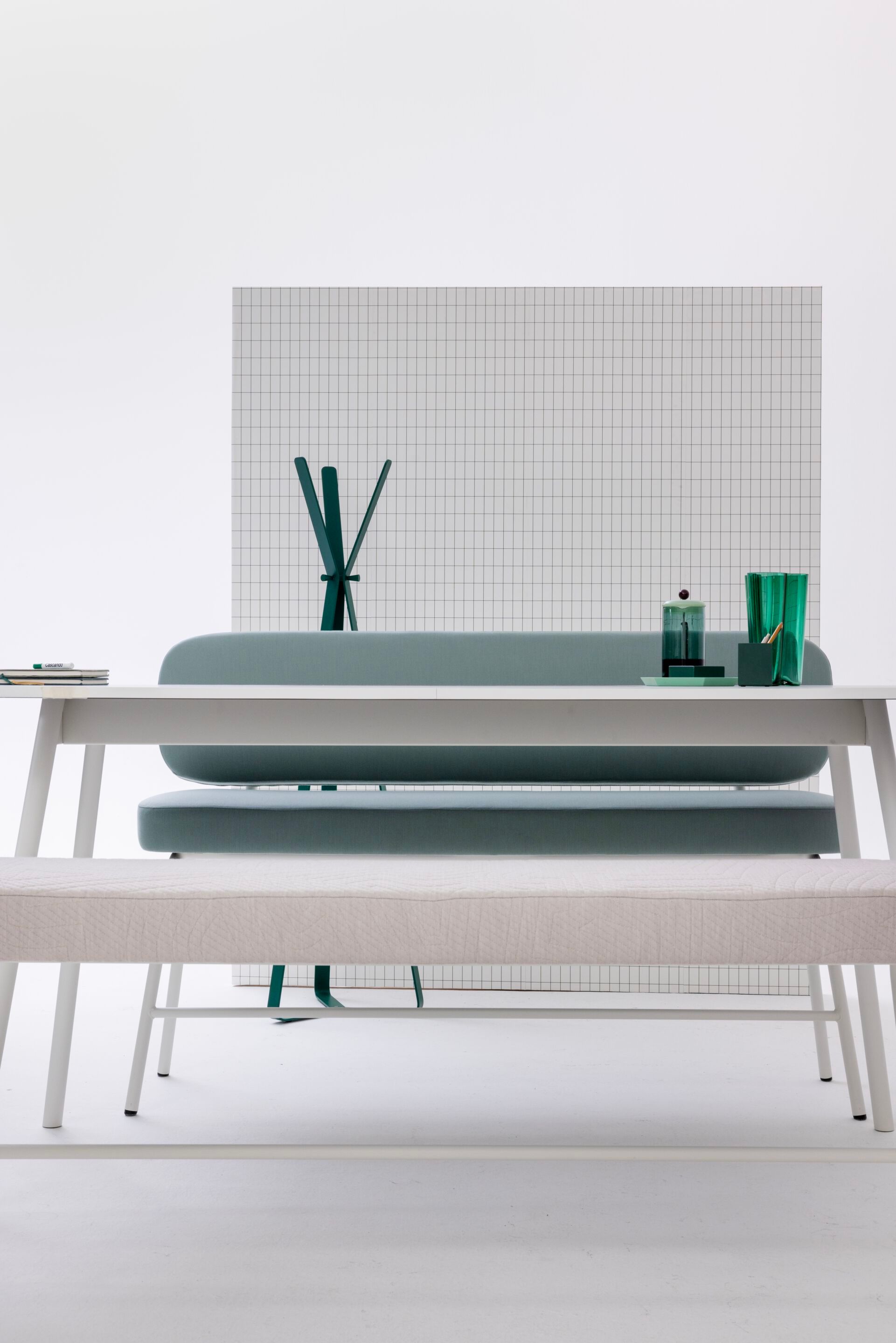 Высокий прямоугольный стол для совещаний из стали и дерева с системой люверсов Cascando Pully ARCH-00000378 - Вид №5