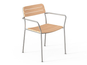 Стул для сада из тикового дерева с подлокотниками