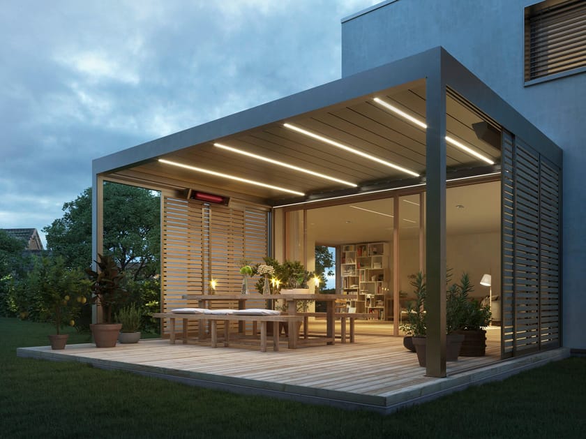 Биоклиматическая пергола из алюминия с поворотными пластинами WAREMA LAMAXA ARCH-00111403