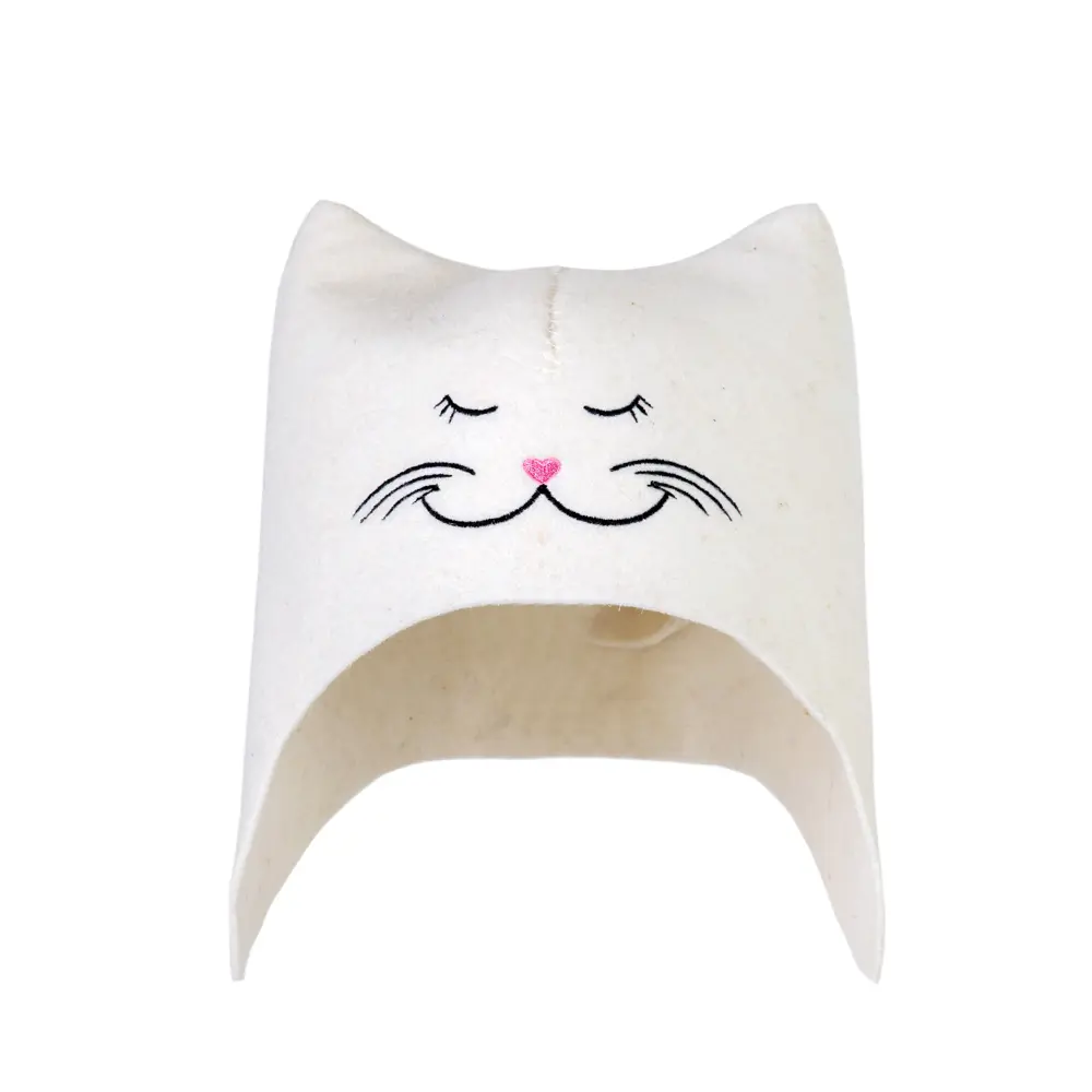 87208840 Шапка для бани Невский Банщик Кошечка с вышивкой фетр STLM-0967904 