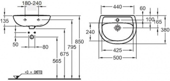 273050000 Подвесная раковина настенная круглая Keramag  белая  - Вид №2
