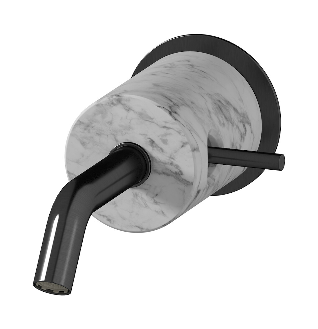 Встроенный в стену смеситель для раковины на 1 отверстие в комплекте с донным клапаном WE ARE IB mr209cs_1 Brushed Black Chrome Marmo