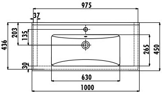 SU100-00AM00E-0000 Раковина SU100.6 меб.(45*100 см) АНТРАЦИТ Creavit  - Вид №2