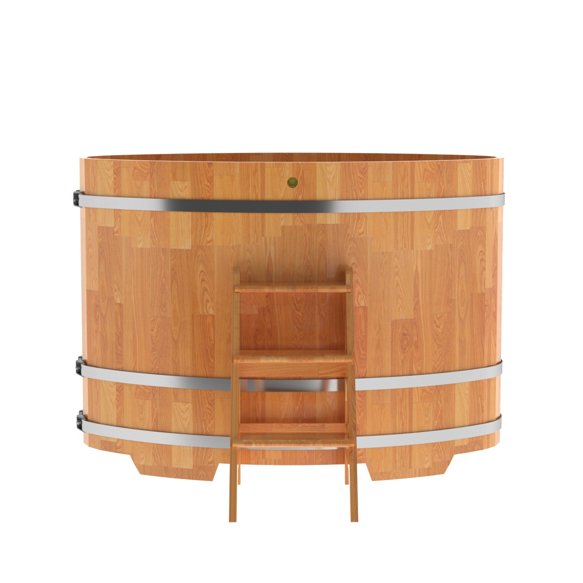 1514 Купель овальная из сращенных ламелей лиственницы 0,92х1,66х1,2 натуральная Alyarus  - Вид №3