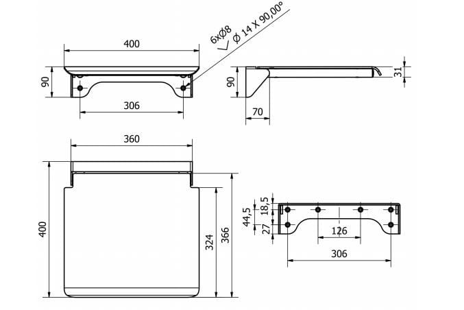 Алюминиевое сиденье для душа Thermomat Elegance ARCH-00133510 - Вид №4
