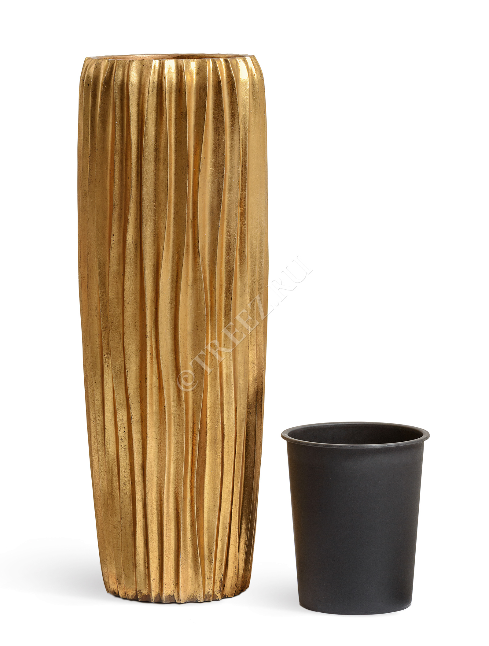 41.3321-07-047-GLD-075 Кашпо  Effectory - серия Metal - Высокий конус Design Wave - Сусальное золото Цветочная коллекция  - Вид №5