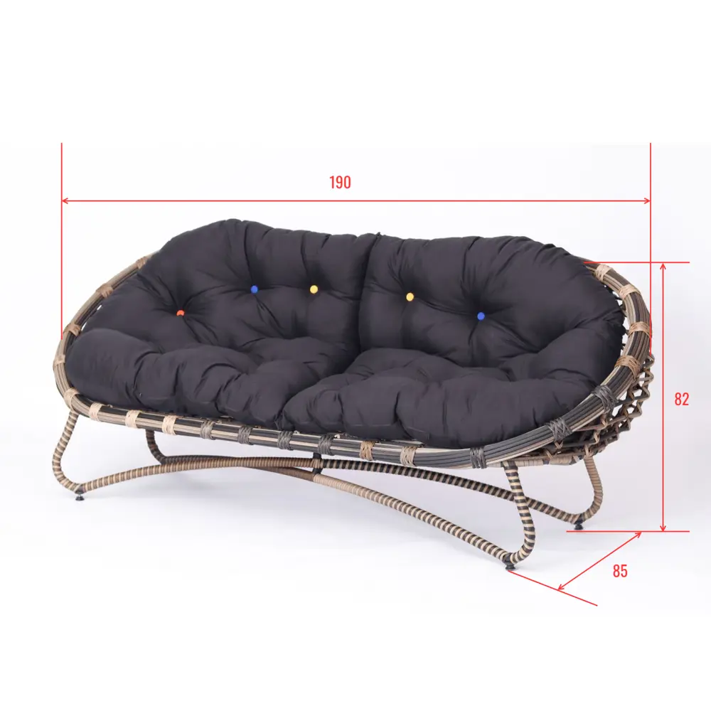 Диван садовый Niko 190x85x82 см искусственный ротанг темно-коричневый Santreyd STLM-2096317 - Вид №17